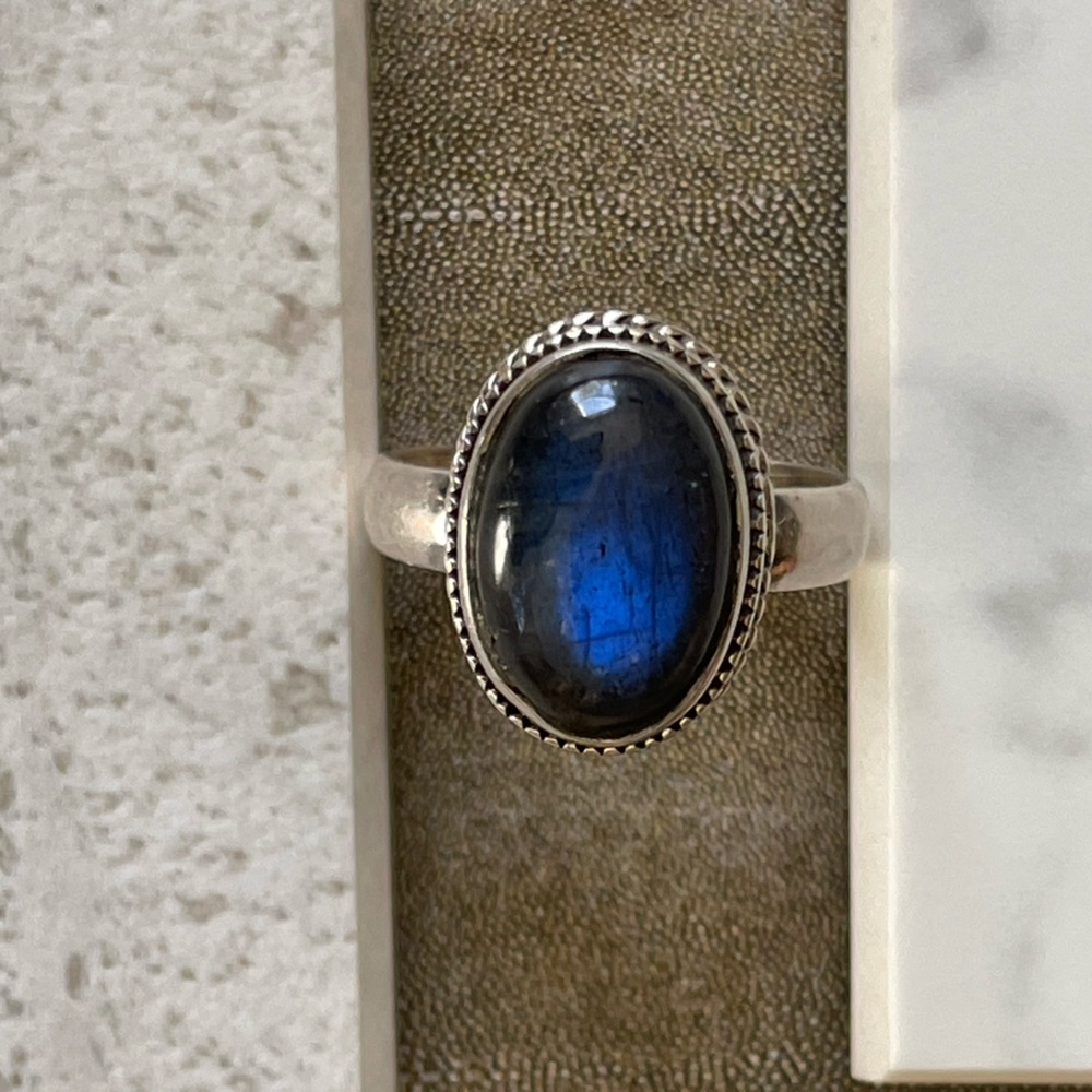 925 Sterling Silver Labradorite Ring  US 8 or adjustable option!